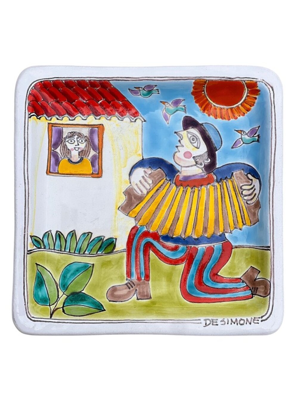 Desimone Dish Signed Numbered Hand-Painted Ceramic 7.75" Italy Courting Love